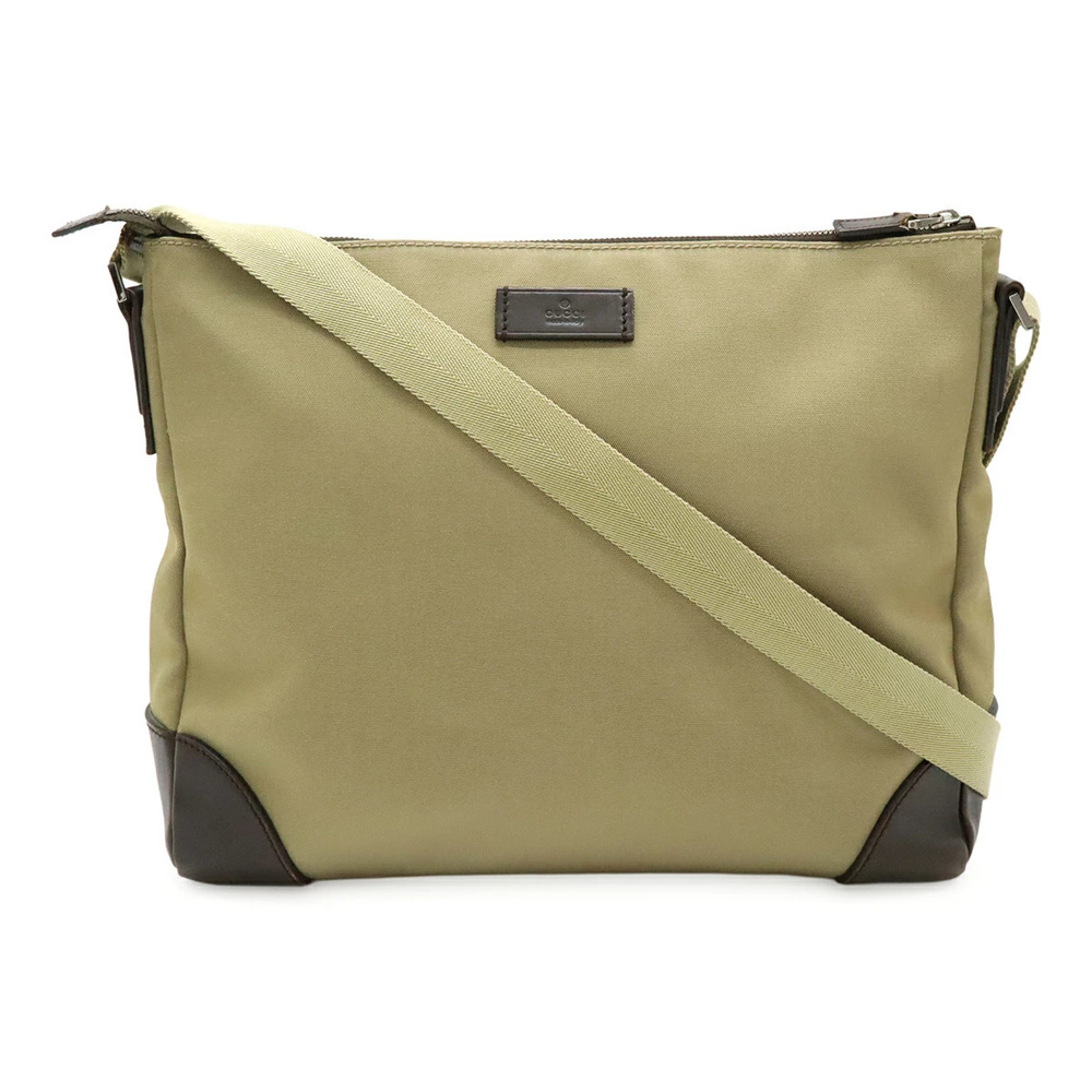 Gucci Messenger Crossbody Canvas Leather Beige Brown Cream